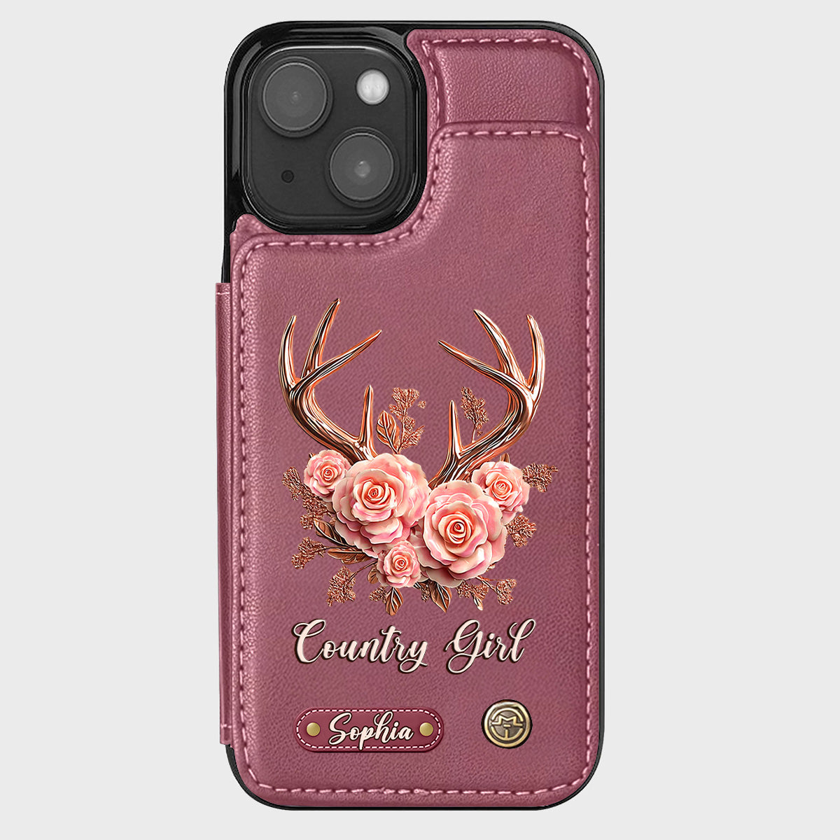 Étui portefeuille personnalisé Country Girl - Étui de téléphone à motif chasse