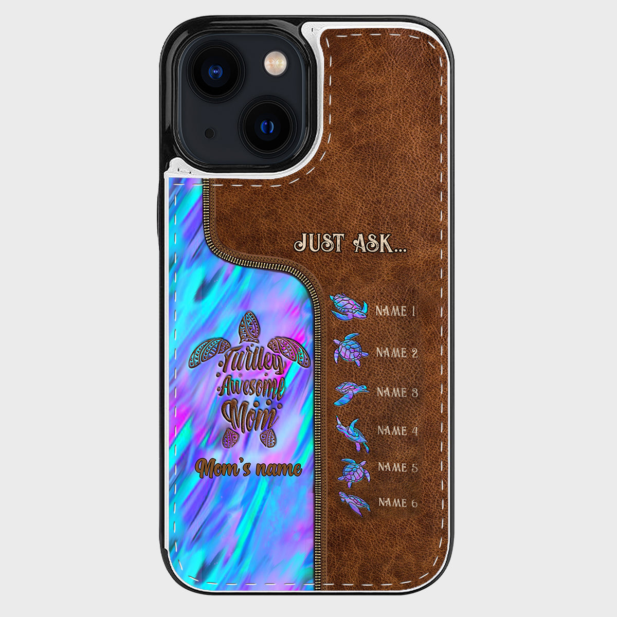 Étui portefeuille pliable personnalisé « Main dans la main » pour téléphone, motif maman