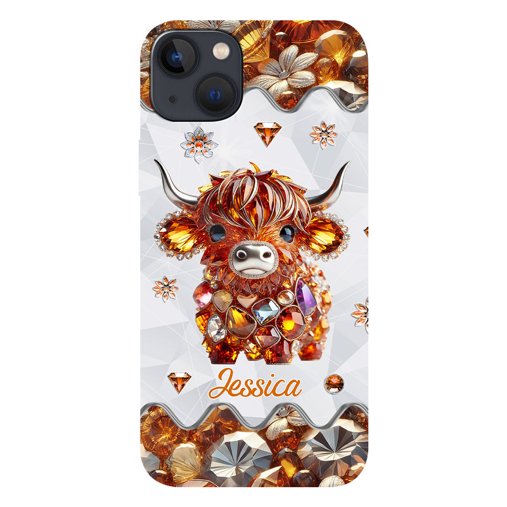 Coque de téléphone personnalisée avec impression intégrale « Juste une fille qui aime les vaches des Highlands »