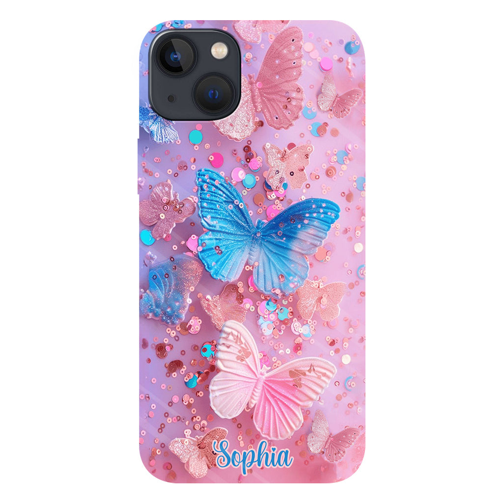 Coque de téléphone personnalisée avec motif papillon scintillant - Papillons scintillants