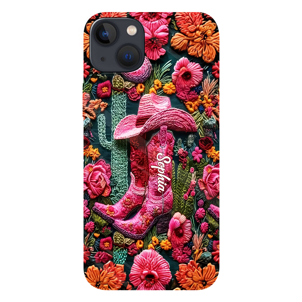 Coque de téléphone personnalisée « Cowgirl rose » avec imprimé intégral