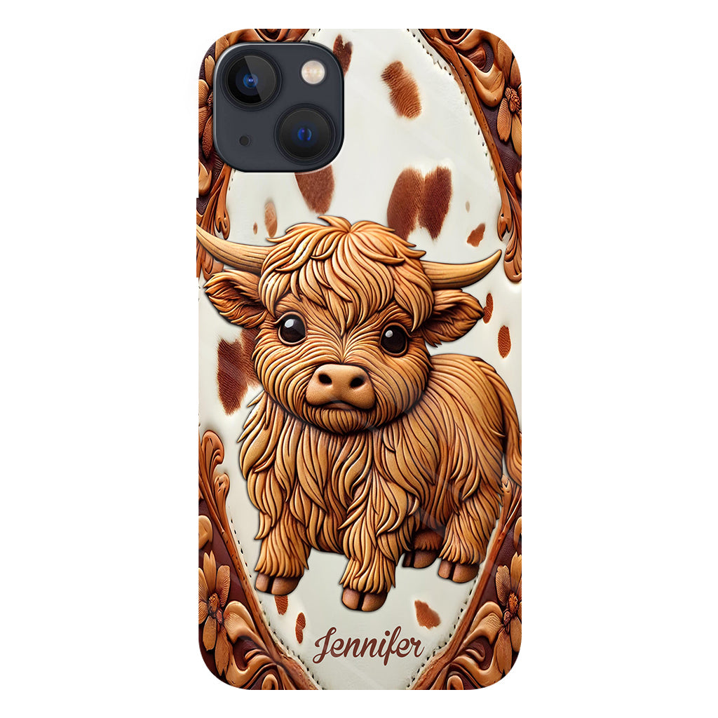 Coque de téléphone personnalisée avec impression intégrale « J’adore les vaches des Highlands »
