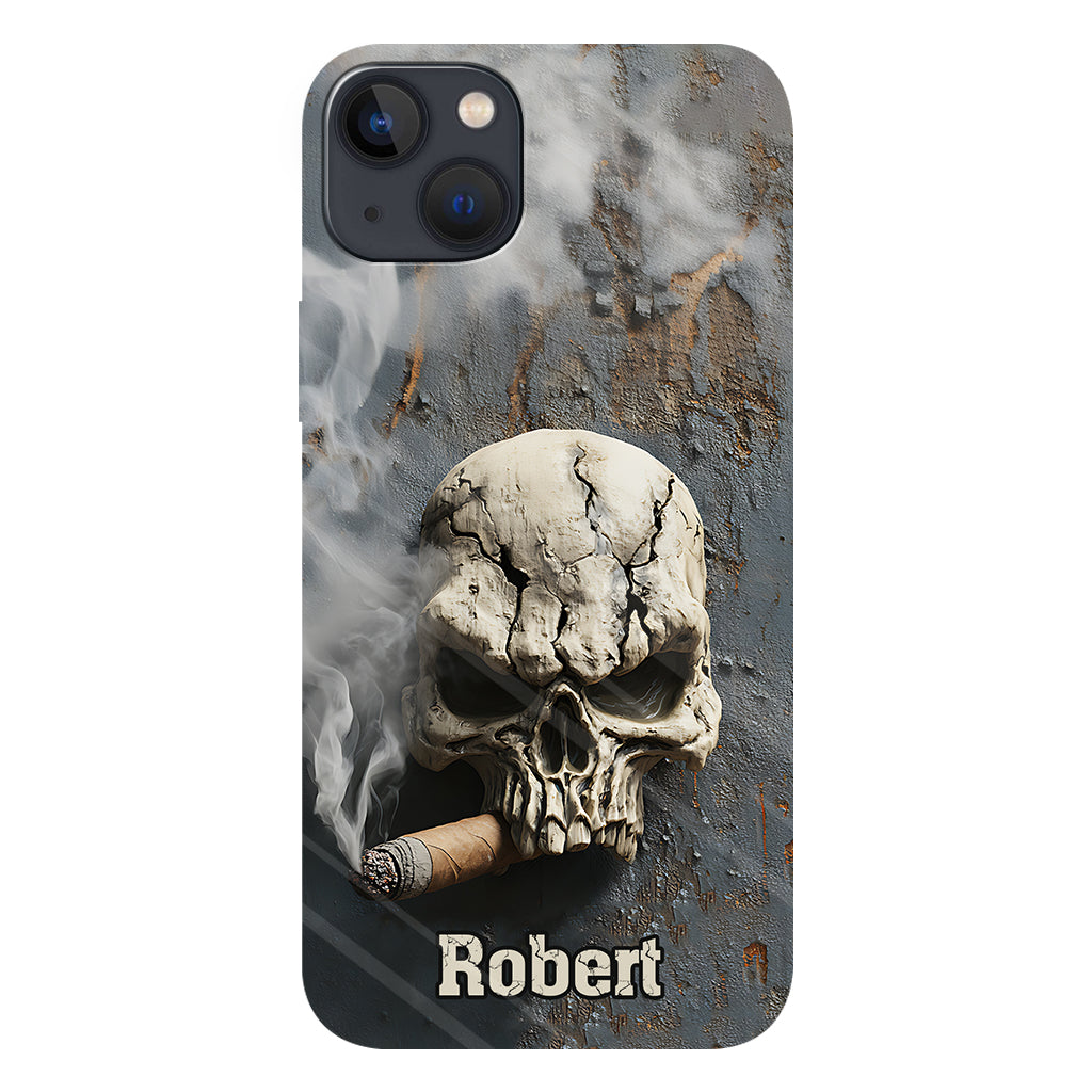 Coque de téléphone personnalisée Skull Cigar - Motif crâne intégral