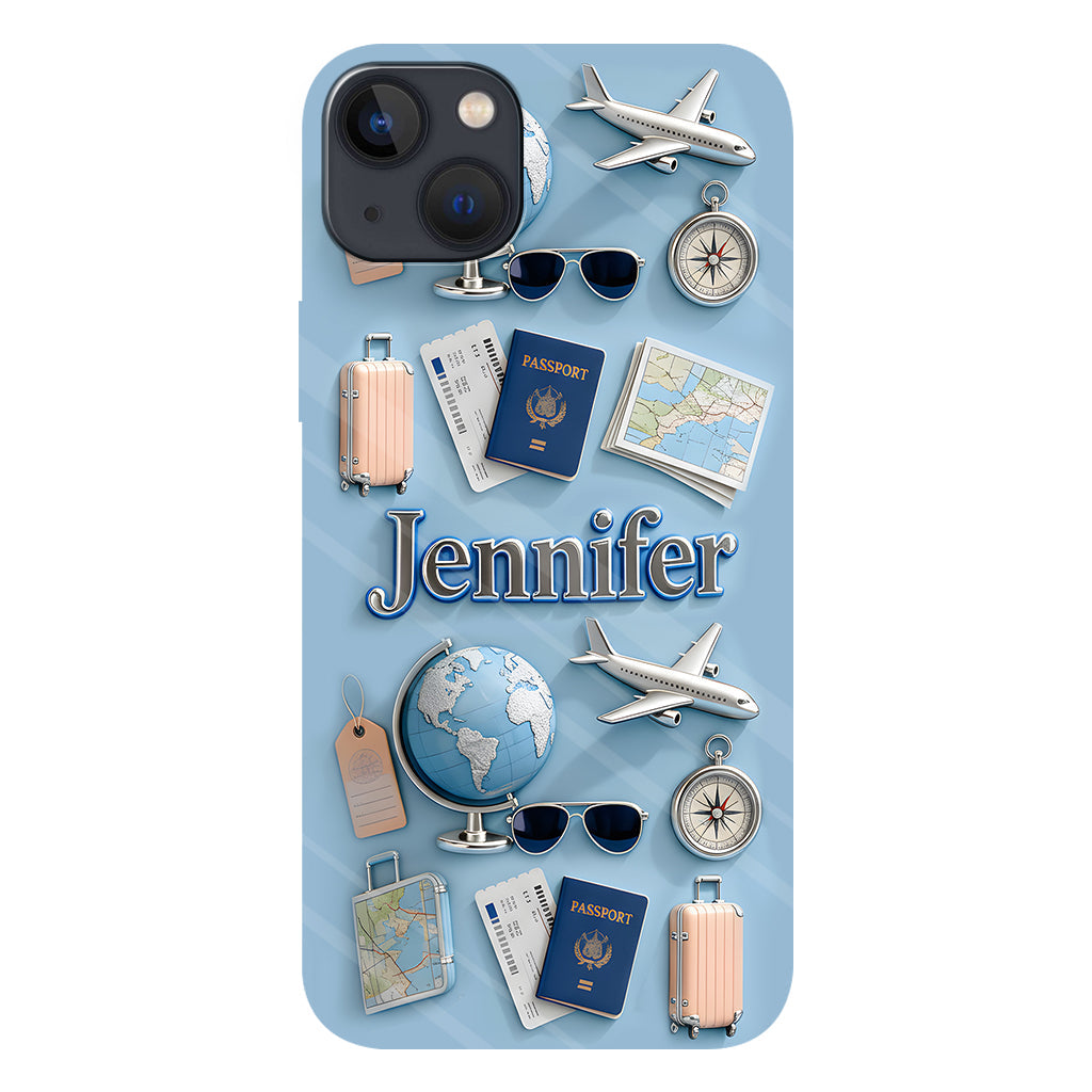 Une fille qui adore voyager - Coque de téléphone personnalisée avec impression intégrale sur le thème du voyage