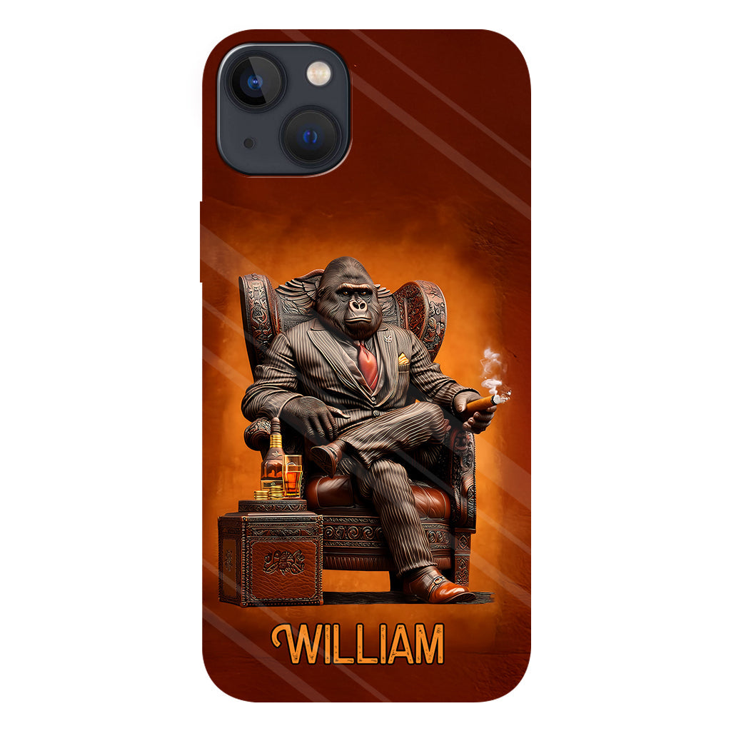 Whiskey & Cigar Gorilla - Personalized Whisky Full Print Phone Case