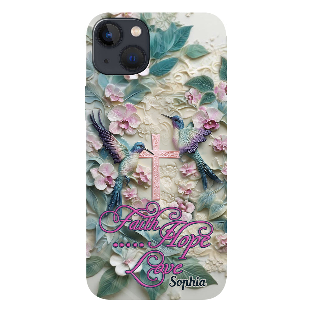 Faith Hope Love - Personalized Hummingbird Full Print Phone Case