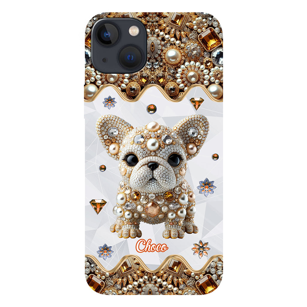Coque de téléphone personnalisée avec motif intégral de bouledogue français « J’adore »