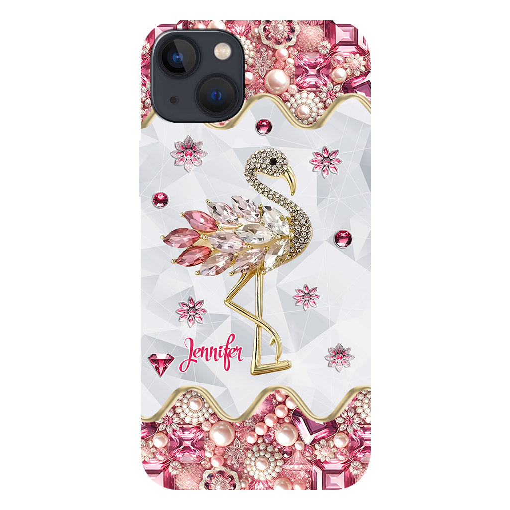 Juste une fille qui aime les flamants roses - Coque de téléphone personnalisée avec impression intégrale de flamants roses