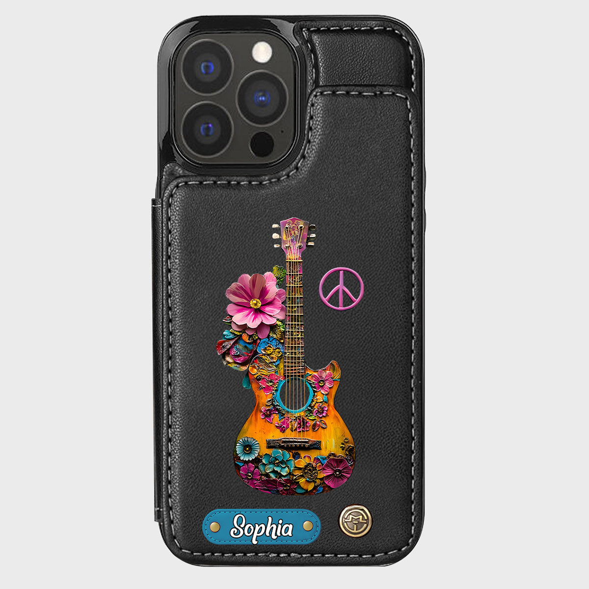 Hippie Soul - Étui portefeuille personnalisé pour téléphone style hippie