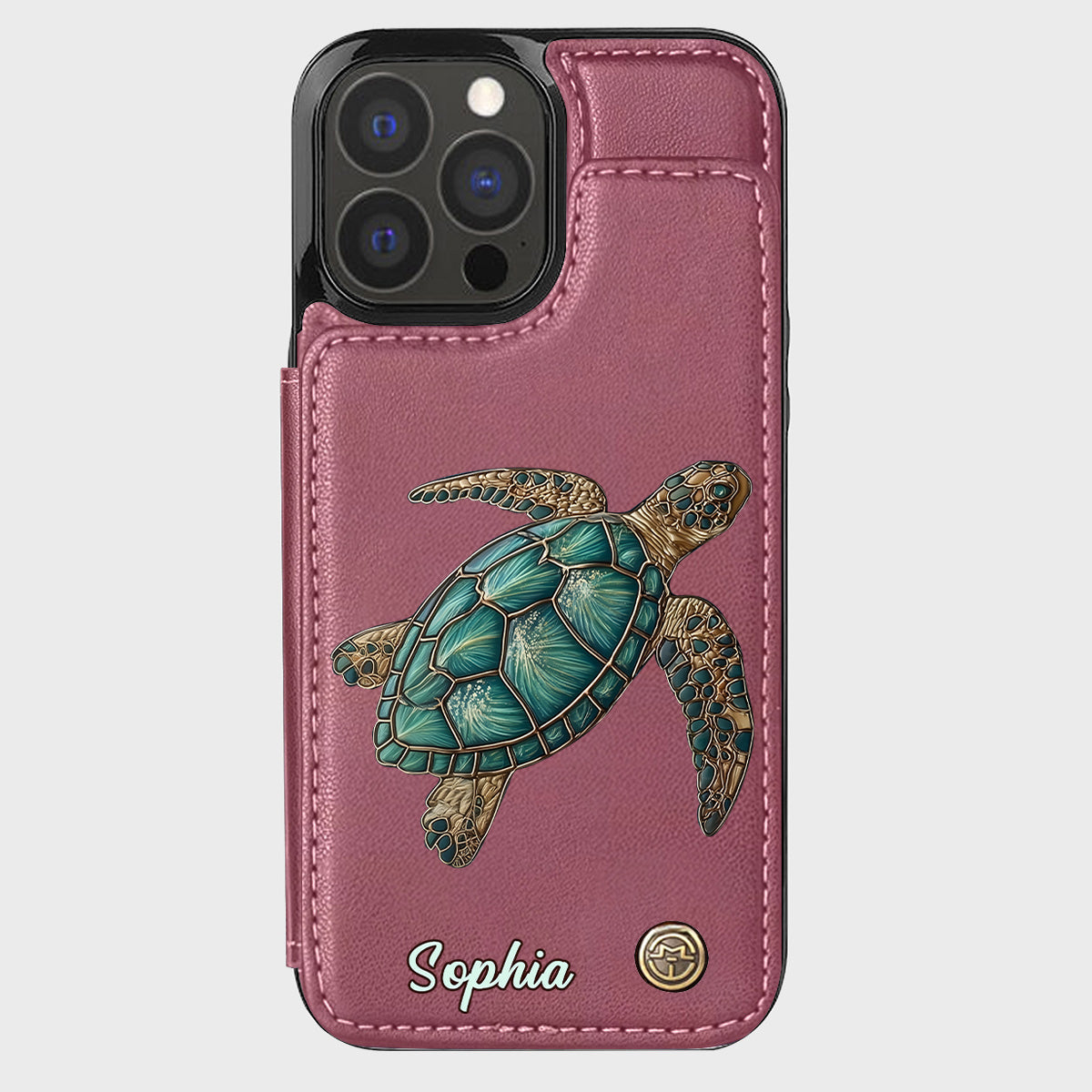 Étui portefeuille personnalisé pour téléphone portable avec une tortue - J'adore les tortues