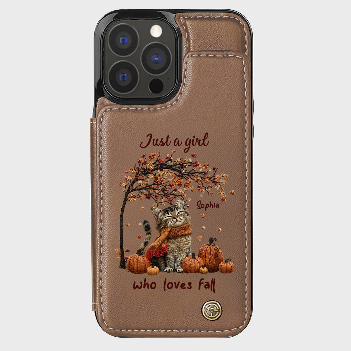 Just a Girl Who Loves Fall - Personalized Cat Wallet Phone Case