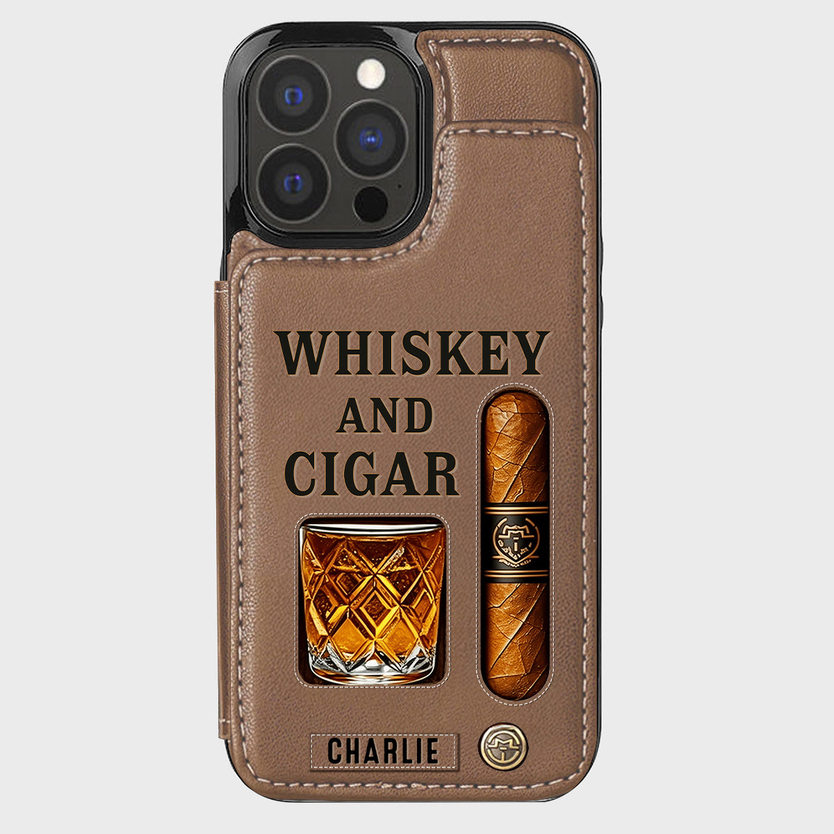 Étui portefeuille personnalisé Whiskey & Cigar -