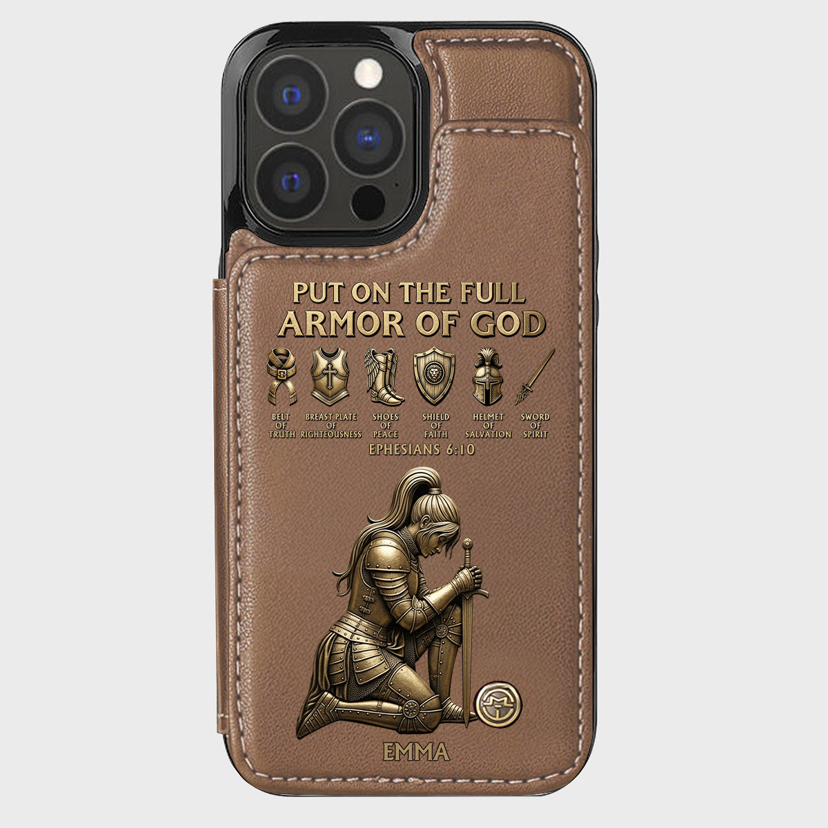 Revêtez l'armure complète de Dieu - Étui portefeuille chrétien personnalisé pour téléphone