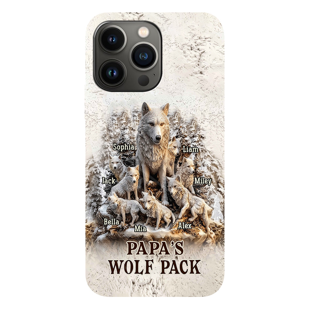 Coque de téléphone personnalisée « La meute de loups de papa » avec impression intégrale