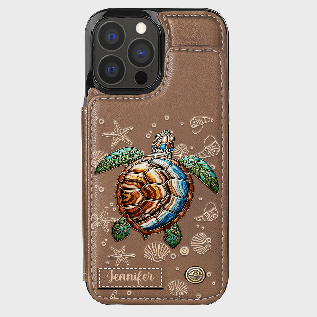 Étui portefeuille personnalisé Tortue et Mer - Étui de téléphone à motif tortue