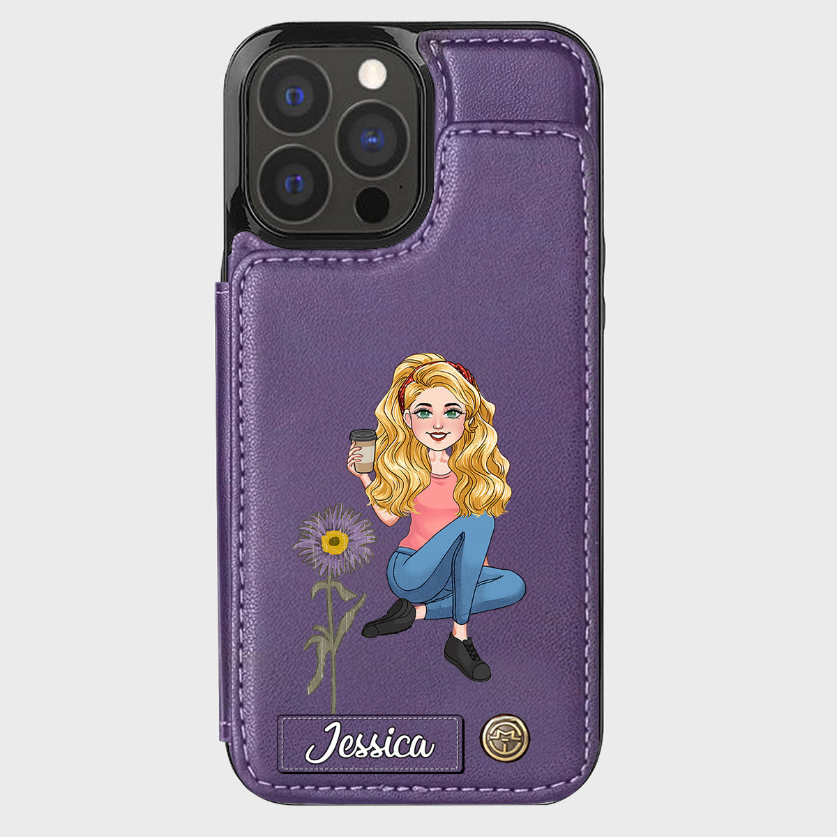 Cadeau pour le mois d'anniversaire d'une amie - Étui portefeuille personnalisé pour téléphone