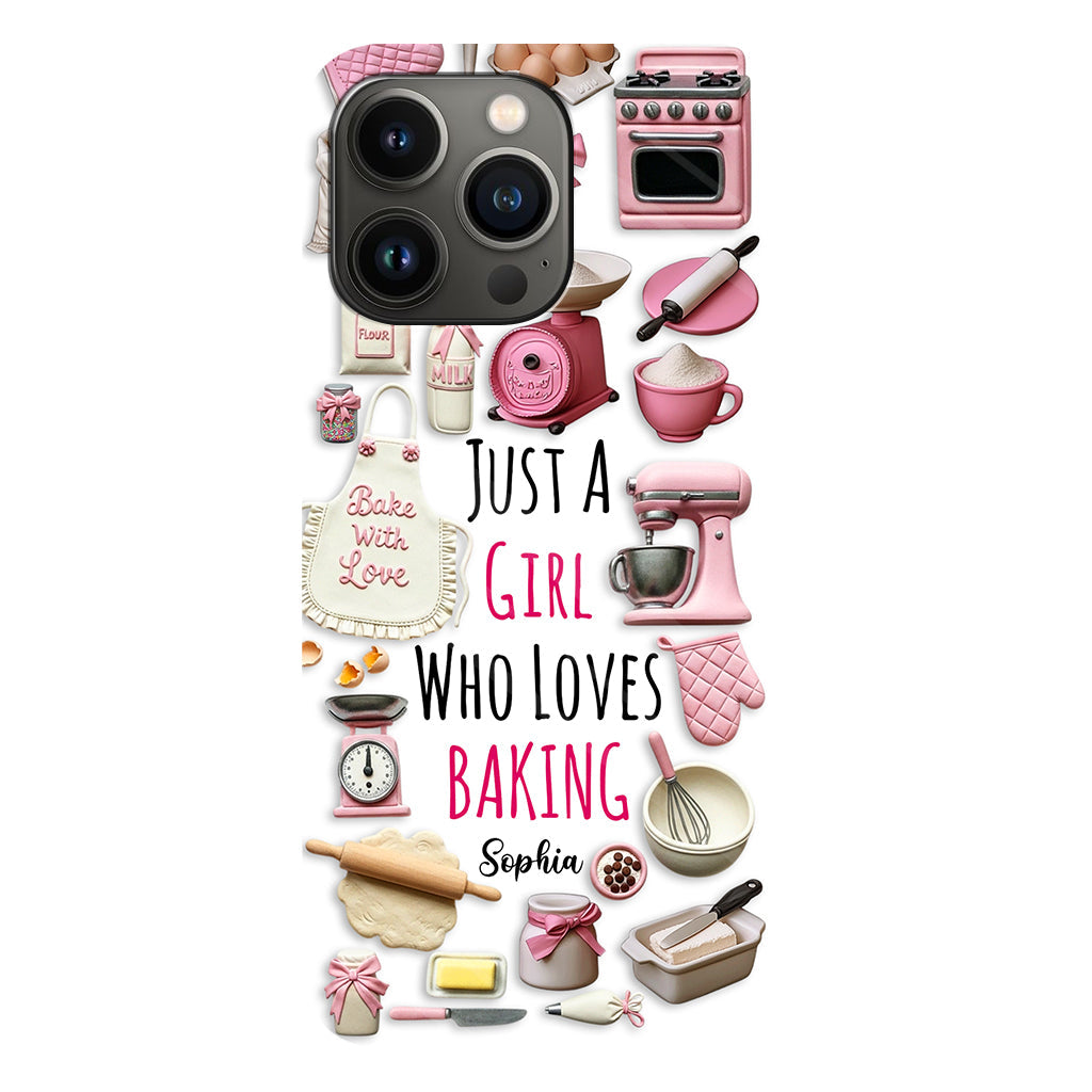 Une fille qui adore pâtisser - Coque de téléphone personnalisée avec impression intégrale sur le thème de la pâtisserie