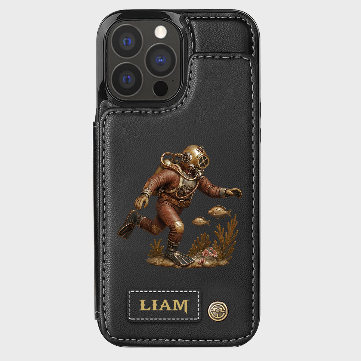 Cadeau pour les passionnés de plongée sous-marine - Étui portefeuille/téléphone personnalisé sur le thème de la plongée