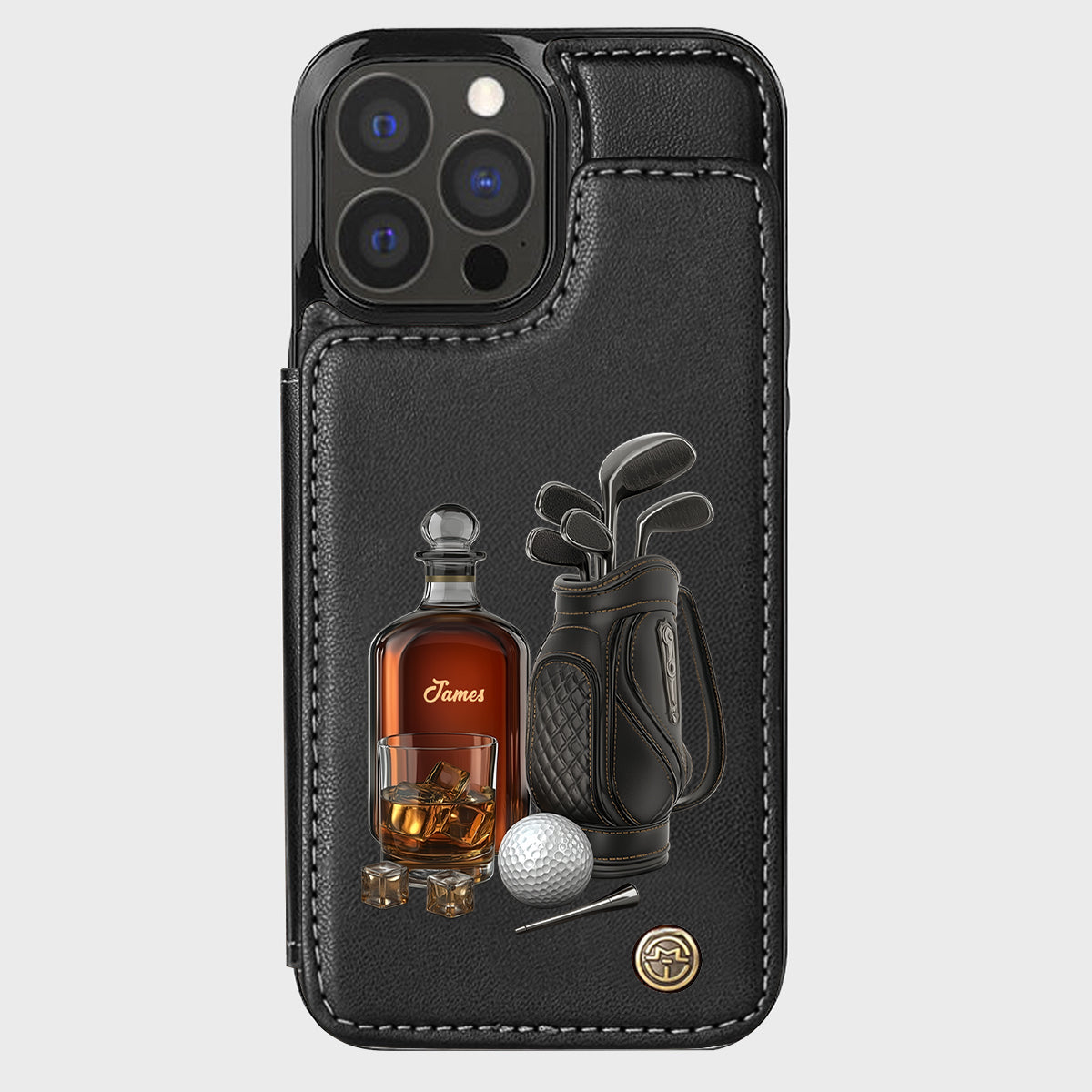 Whiskey & Golf - Étui portefeuille de téléphone personnalisé sur le thème du golf