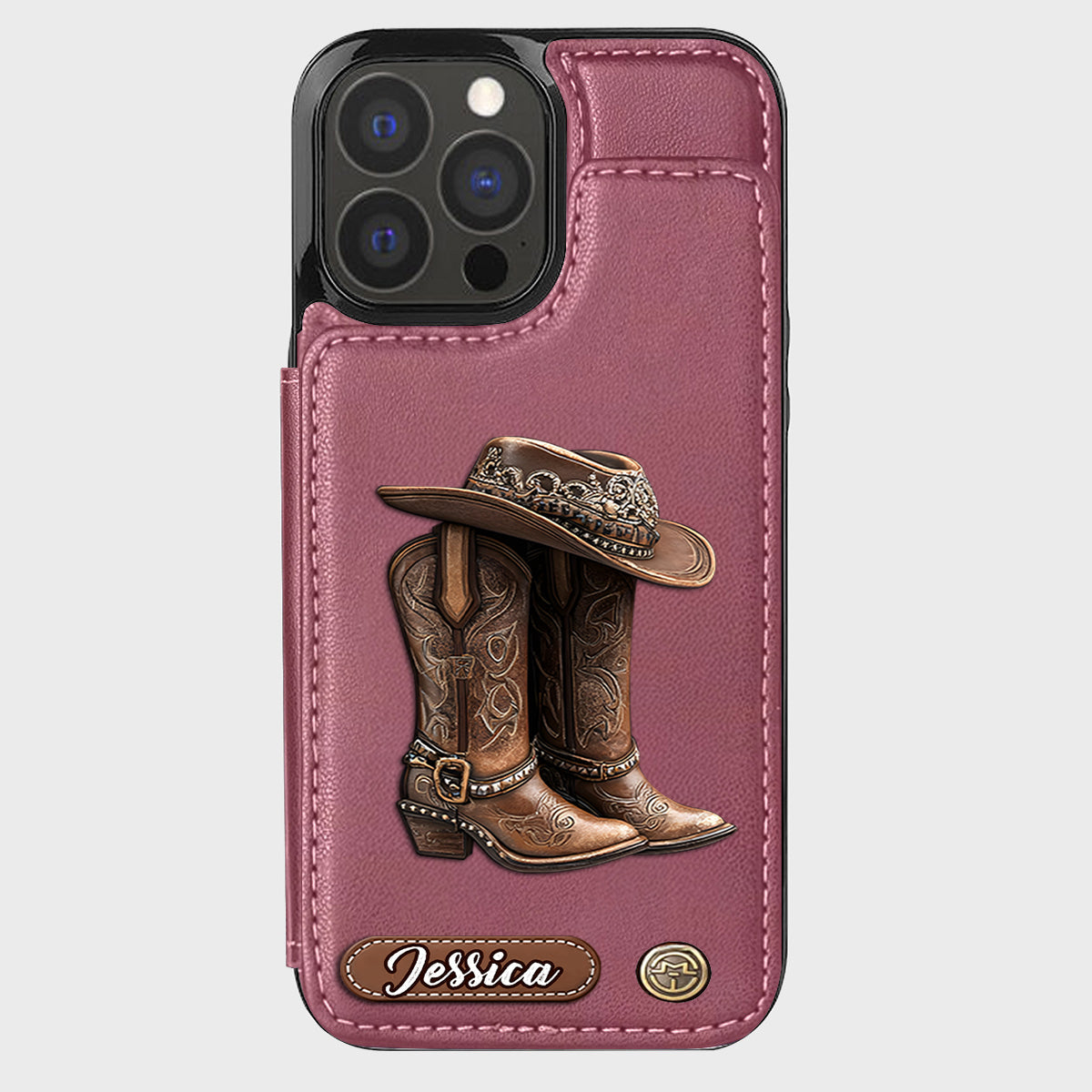 Western Spirit - Étui portefeuille personnalisé pour téléphone, style cowgirl