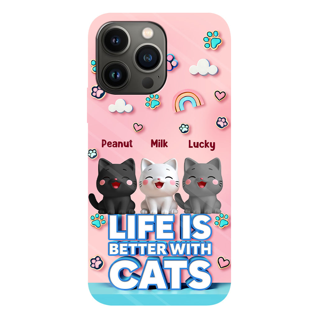 La vie est plus belle avec un chat - Coque de téléphone personnalisée avec motif chat.