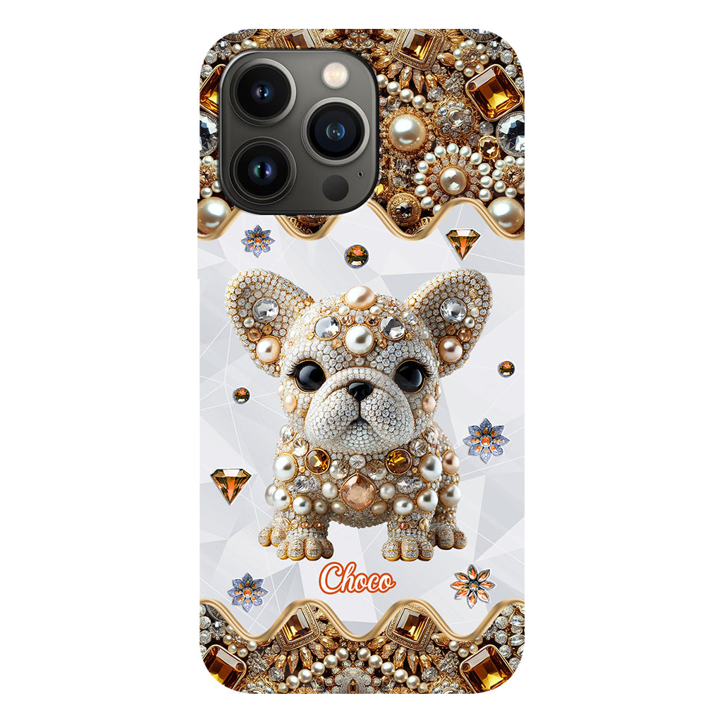Coque de téléphone personnalisée avec motif intégral de bouledogue français « J’adore »