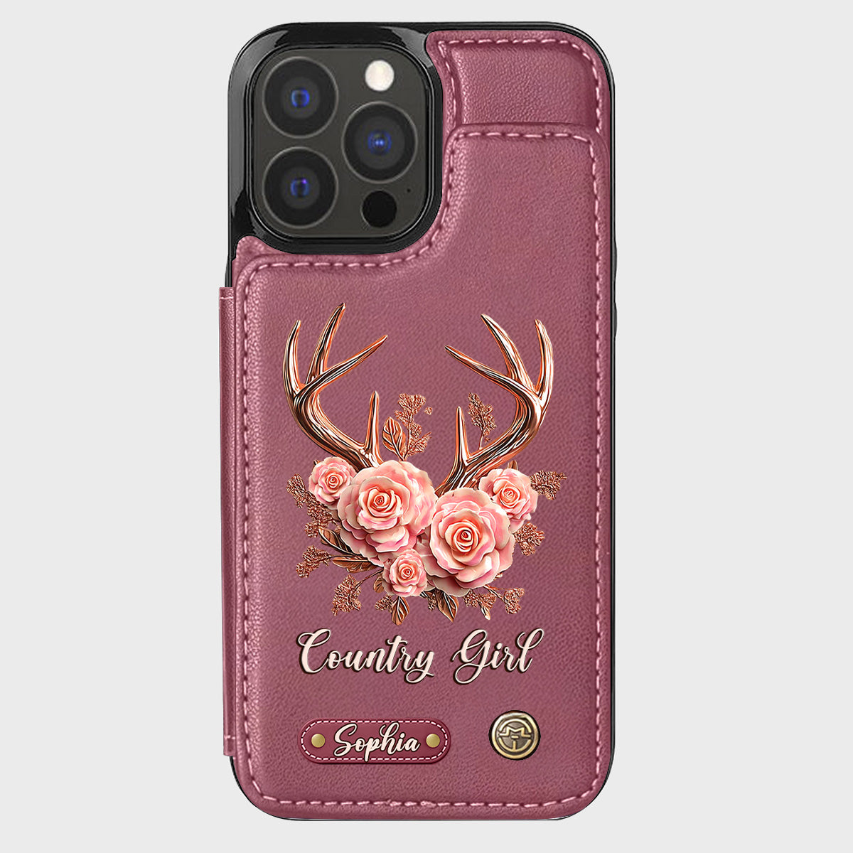 Étui portefeuille personnalisé Country Girl - Étui de téléphone à motif chasse