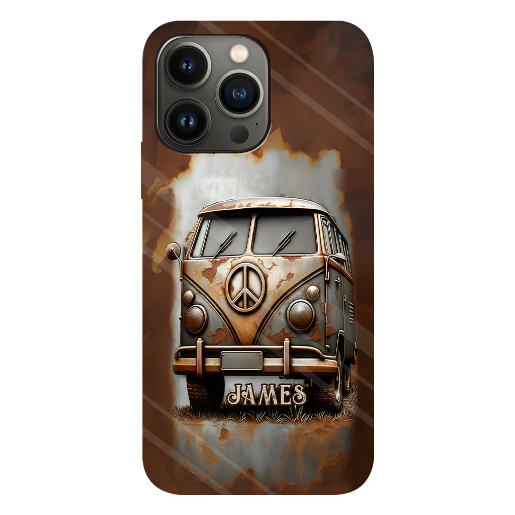 Camper Van Peace Symbol Vintage Soul - Personalized Hippie Full Print Phone Case