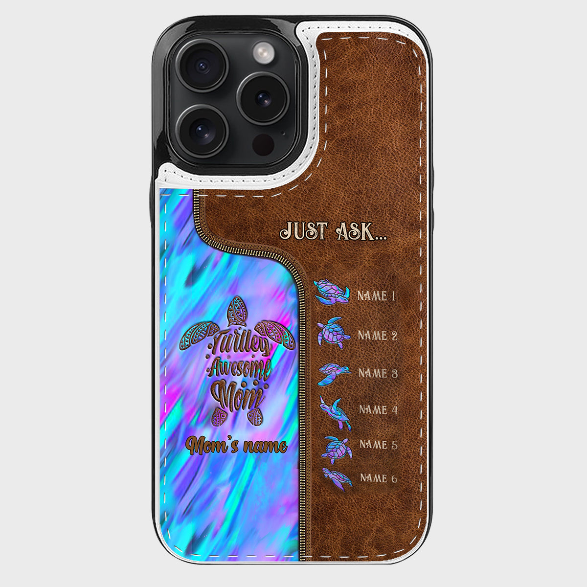 Étui portefeuille pliable personnalisé « Main dans la main » pour téléphone, motif maman