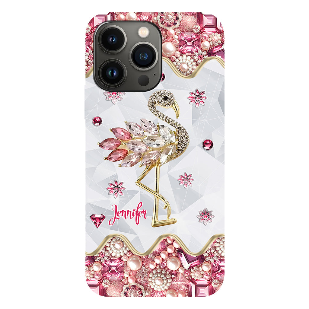 Juste une fille qui aime les flamants roses - Coque de téléphone personnalisée avec impression intégrale de flamants roses