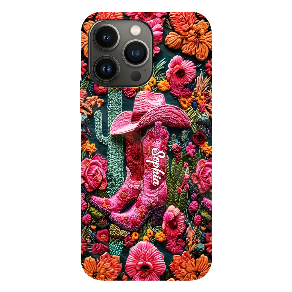 Coque de téléphone personnalisée « Cowgirl rose » avec imprimé intégral