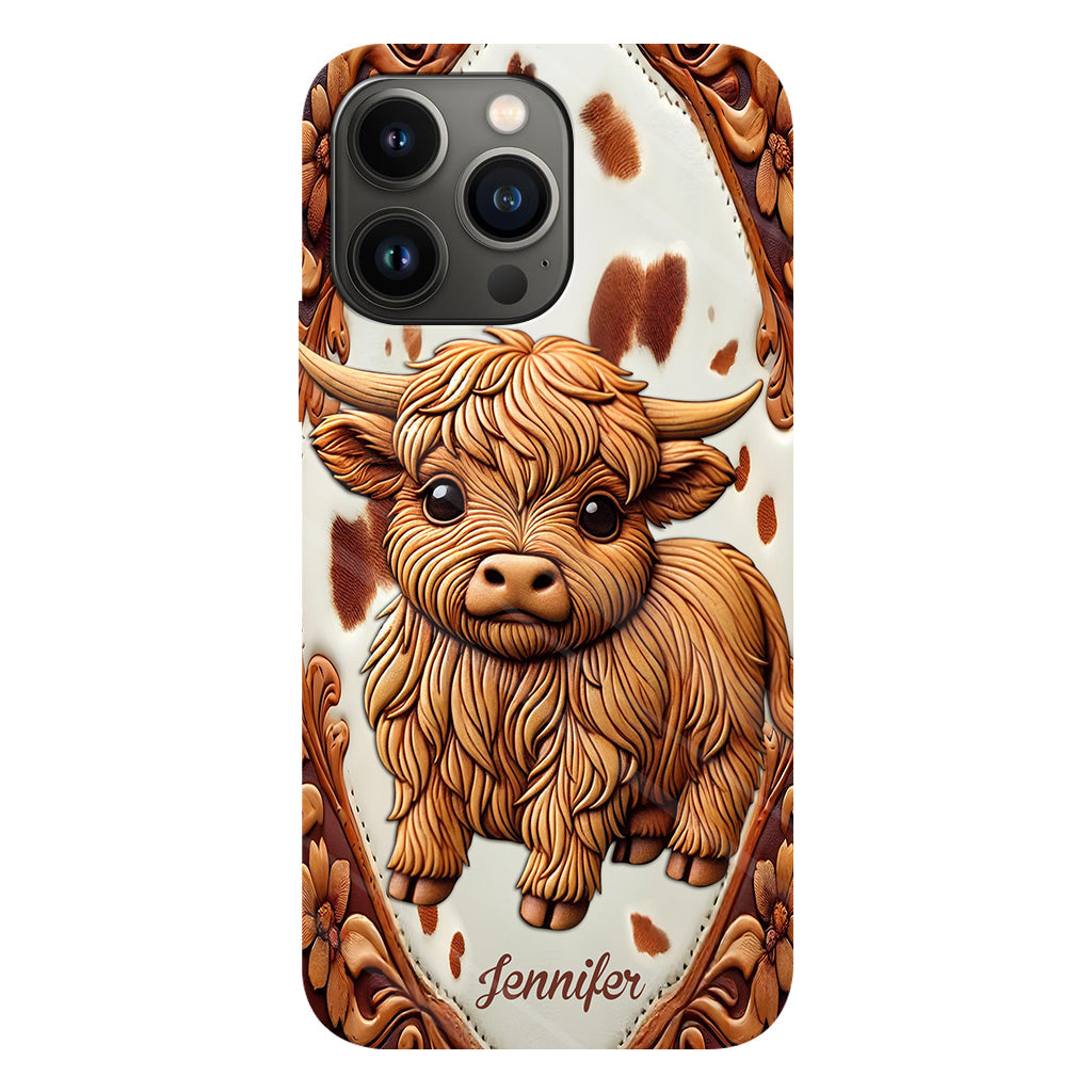 Coque de téléphone personnalisée avec impression intégrale « J’adore les vaches des Highlands »