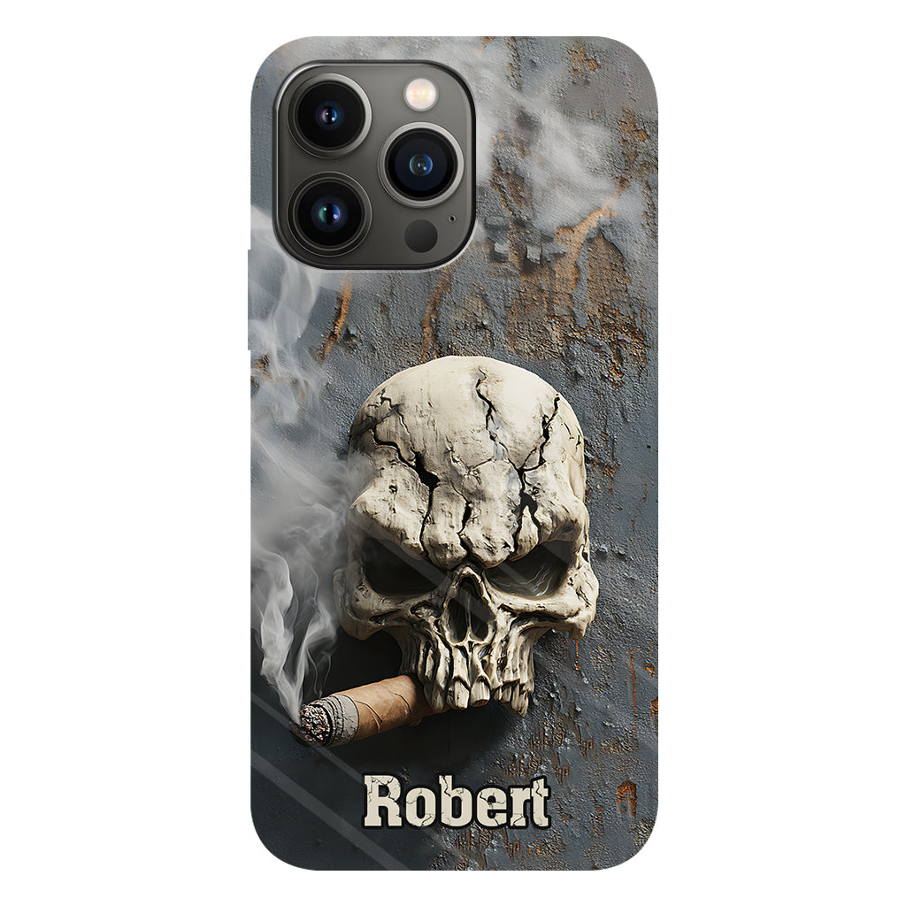 Coque de téléphone personnalisée Skull Cigar - Motif crâne intégral