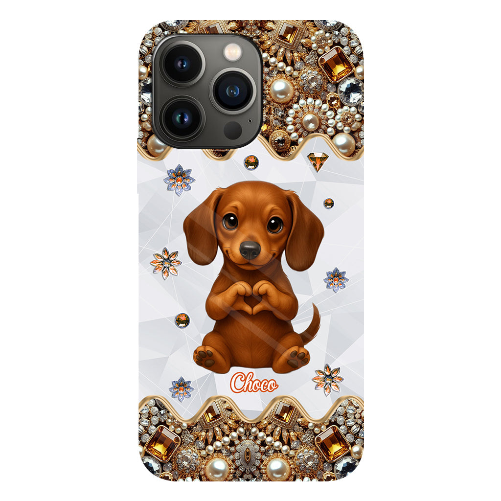 Coque de téléphone personnalisée avec motif de chiot/chat faisant des cœurs avec ses mains