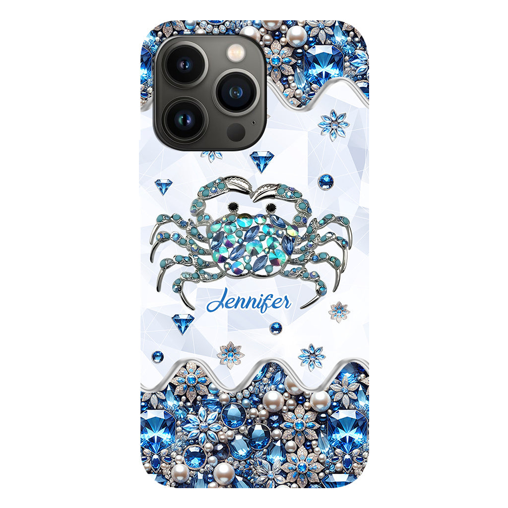 Élégante coque de téléphone personnalisée « Crabe bleu élégant » pour amoureux de la mer