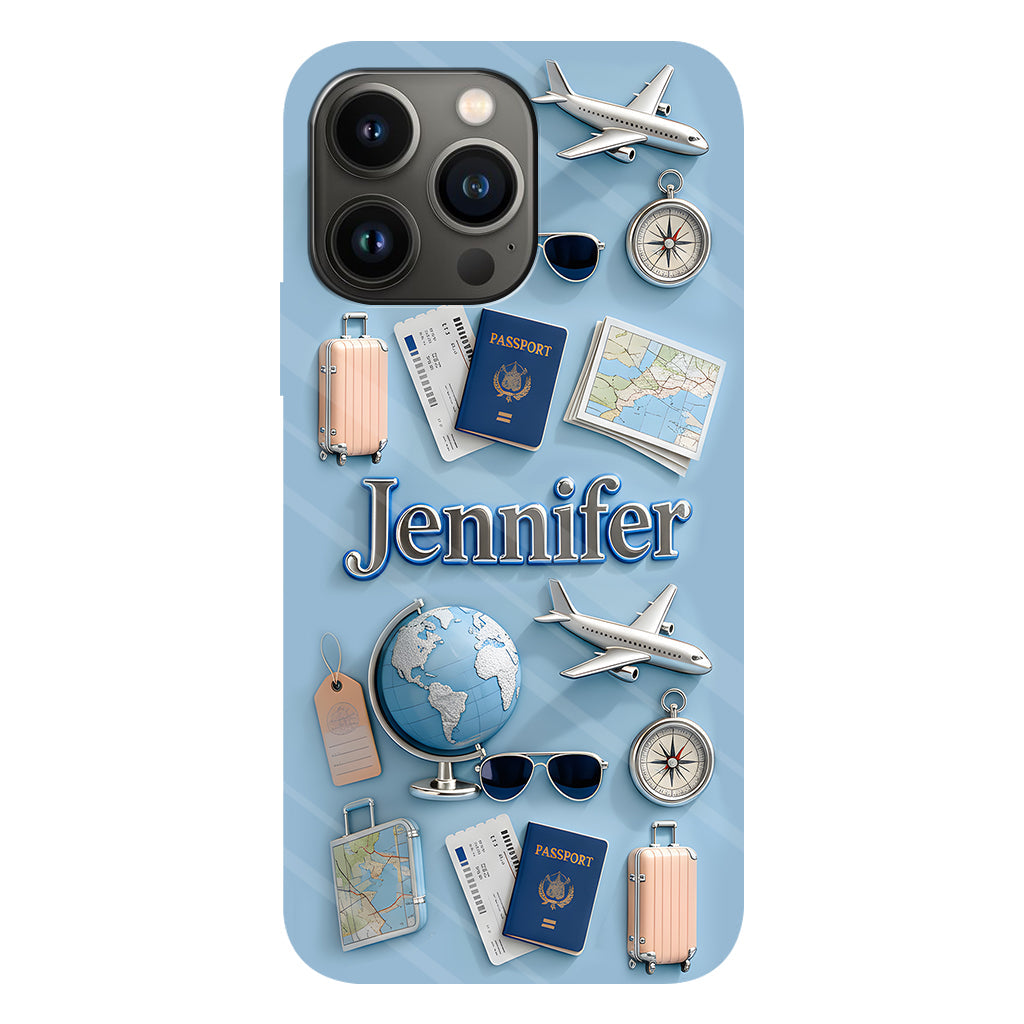 Une fille qui adore voyager - Coque de téléphone personnalisée avec impression intégrale sur le thème du voyage
