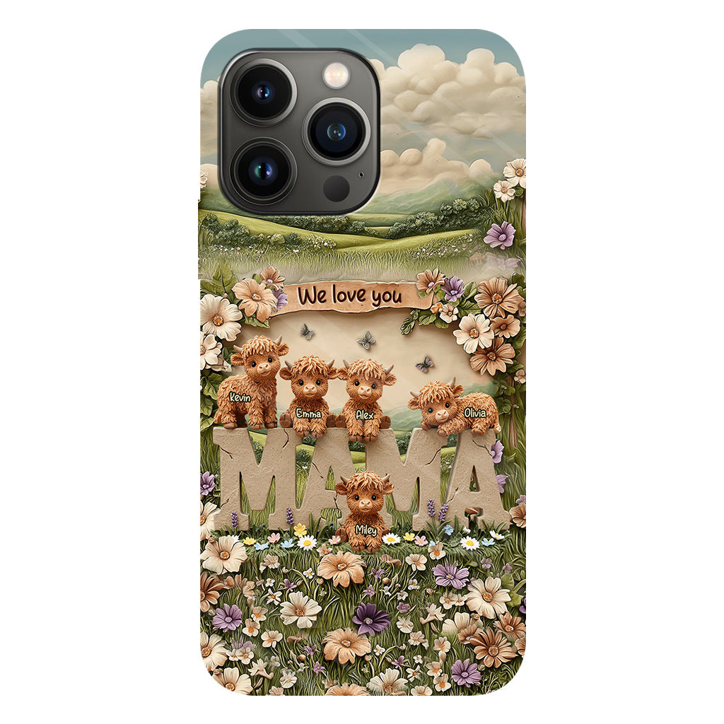 Coque de téléphone personnalisée avec motif vache des Highlands mignonne, maman et grand-mère - Coque de téléphone imprimée intégralement pour maman