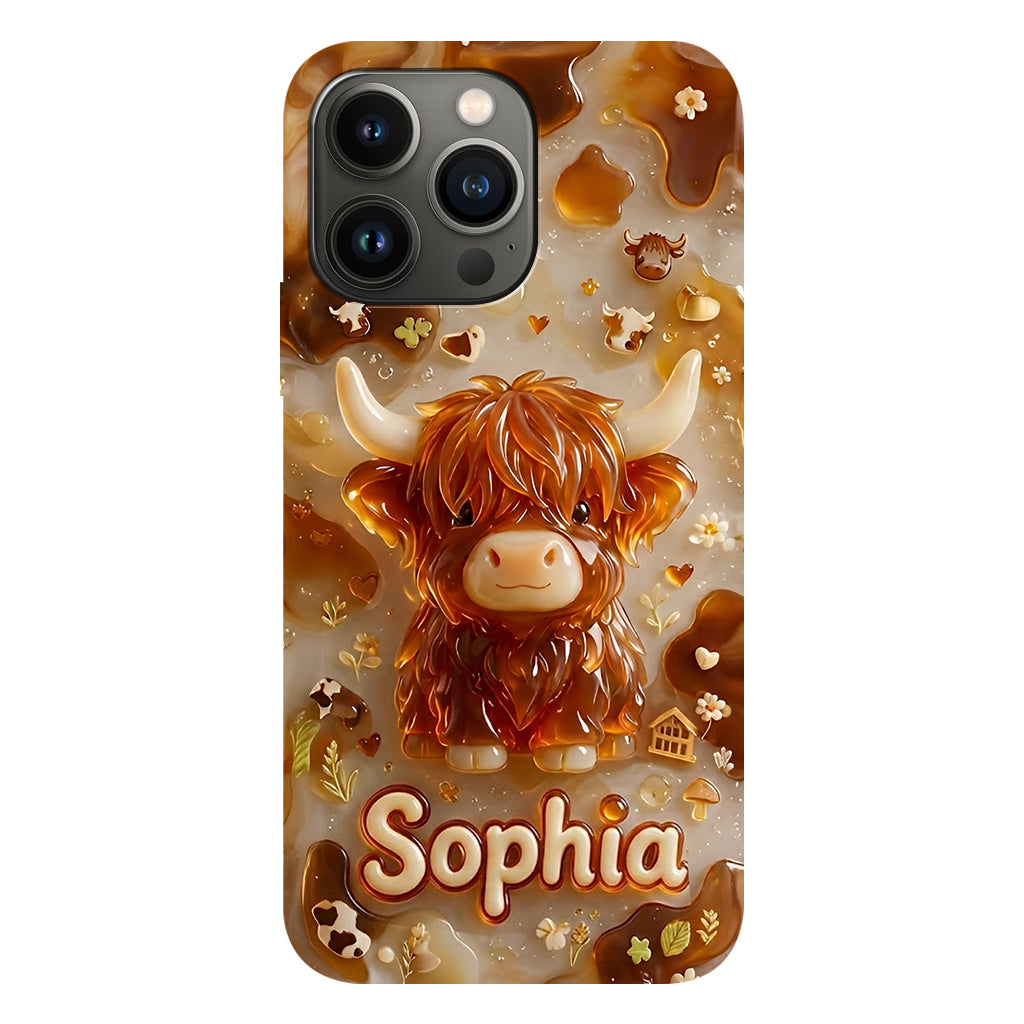 Highland Cow 3D Jelly Effect - Personalized Highland Cow Full Print Phone Case