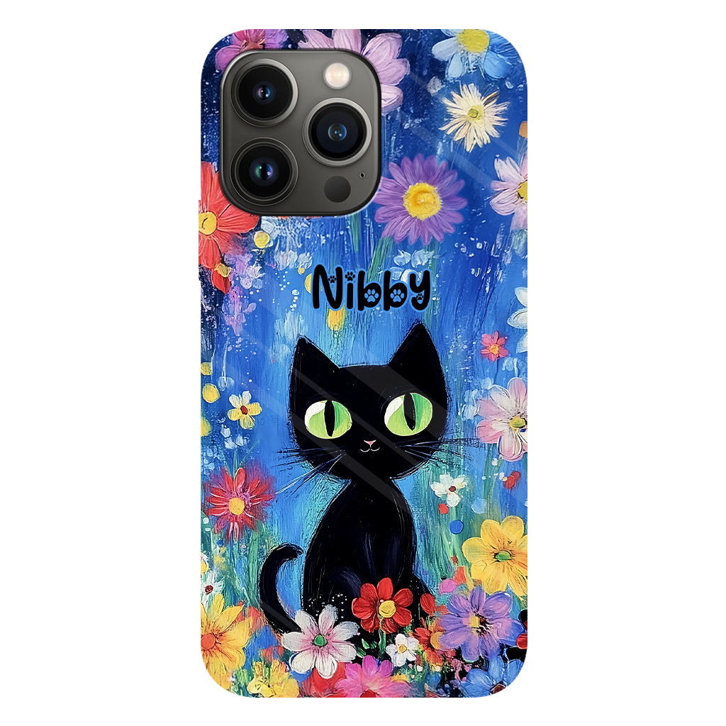 Coque de téléphone personnalisée avec motif chat noir mignon - Chat mignon