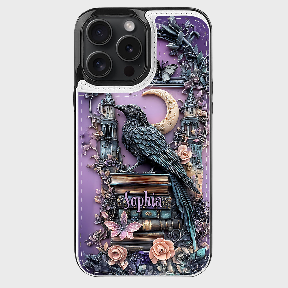 Étui portefeuille pliable personnalisé Dark Academia Book Reader - Étui de téléphone avec livre intégré