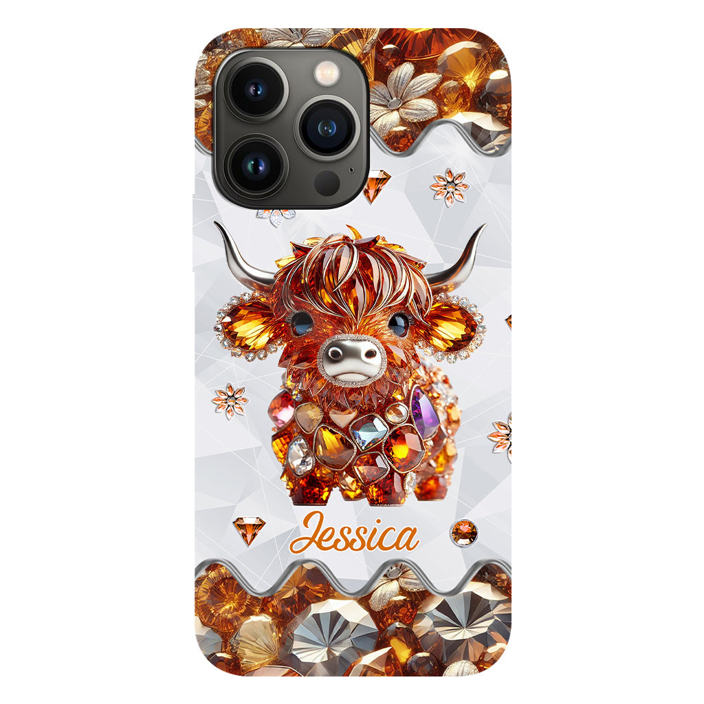 Coque de téléphone personnalisée avec impression intégrale « Juste une fille qui aime les vaches des Highlands »