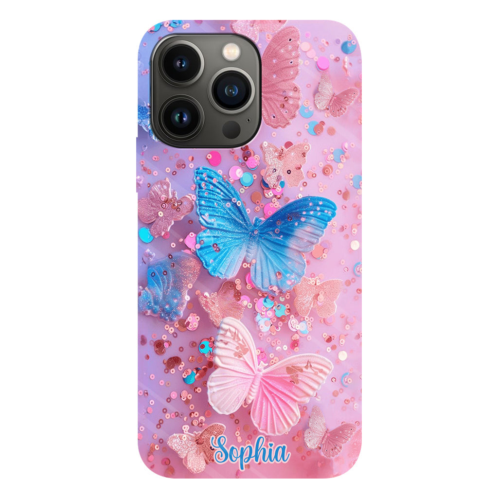 Coque de téléphone personnalisée avec motif papillon scintillant - Papillons scintillants