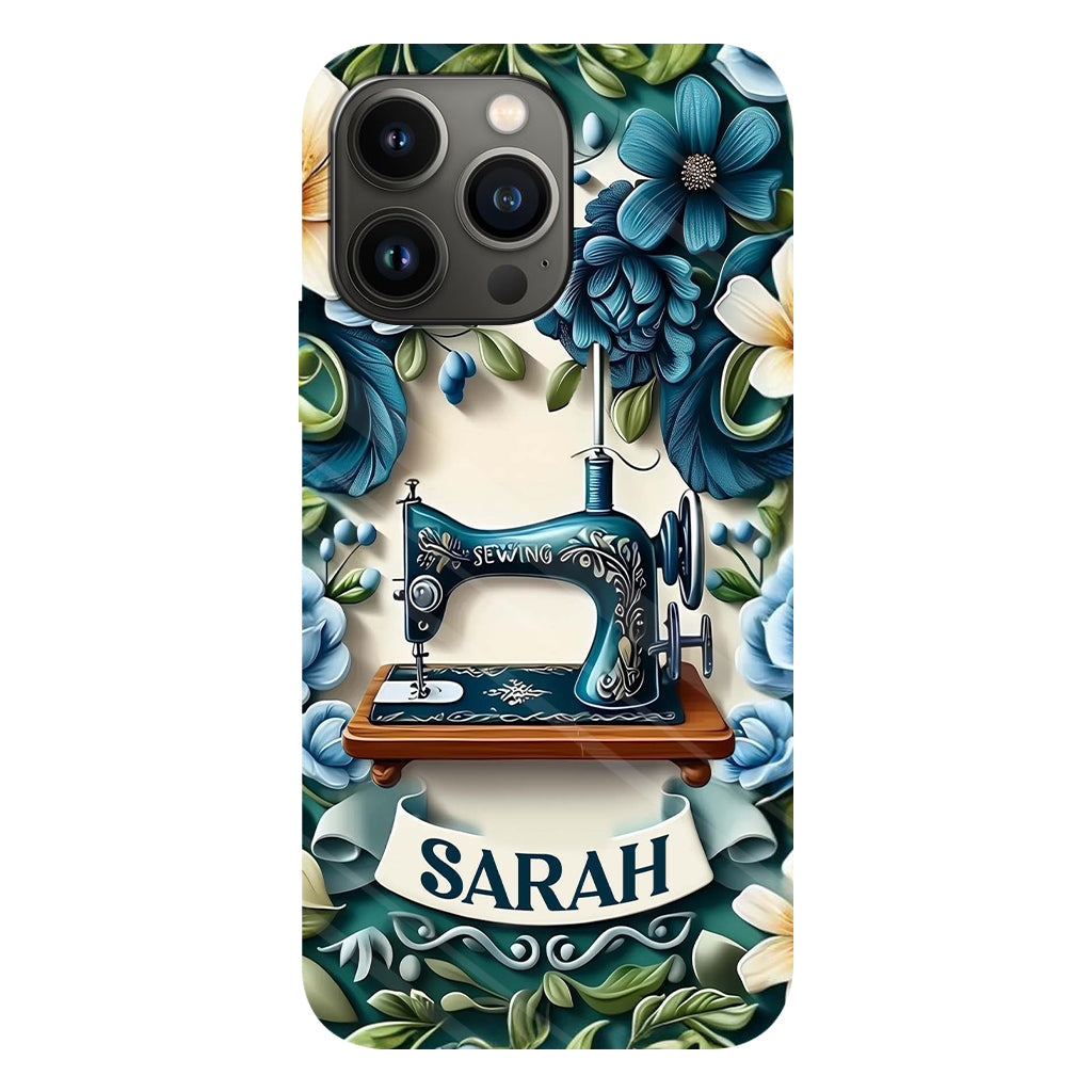 Blue Sewing Machine - Personalized Sewing Full Print Phone Case