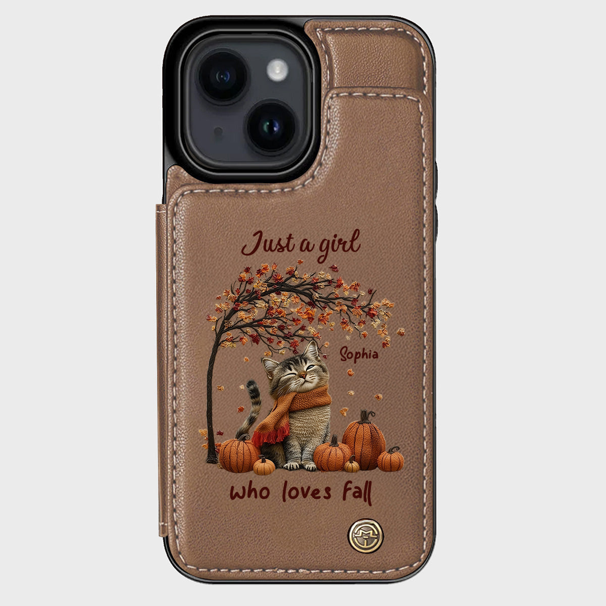 Just a Girl Who Loves Fall - Personalized Cat Wallet Phone Case