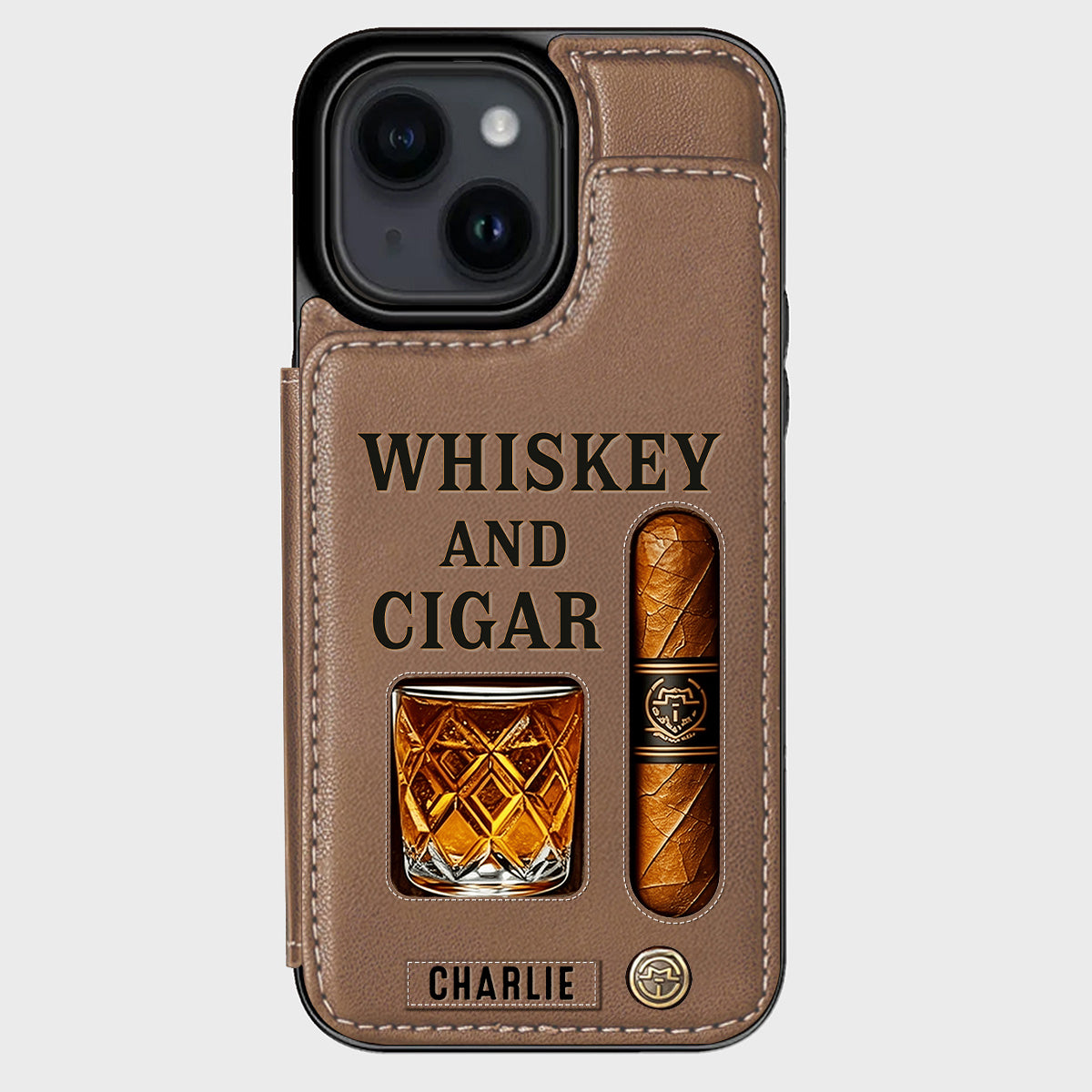 Étui portefeuille personnalisé Whiskey & Cigar -