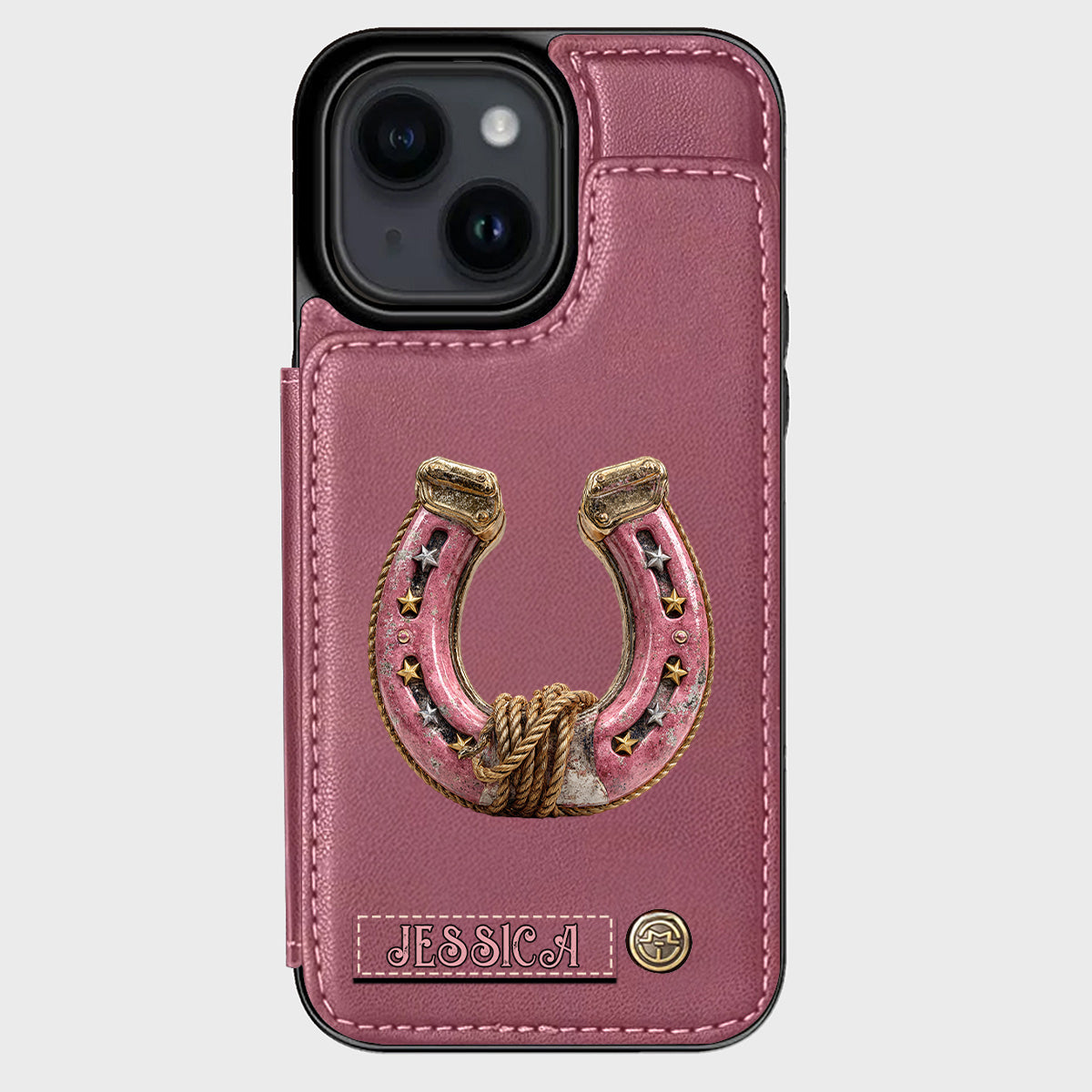 Étui portefeuille personnalisé Horseshoe pour téléphone - Motif cheval
