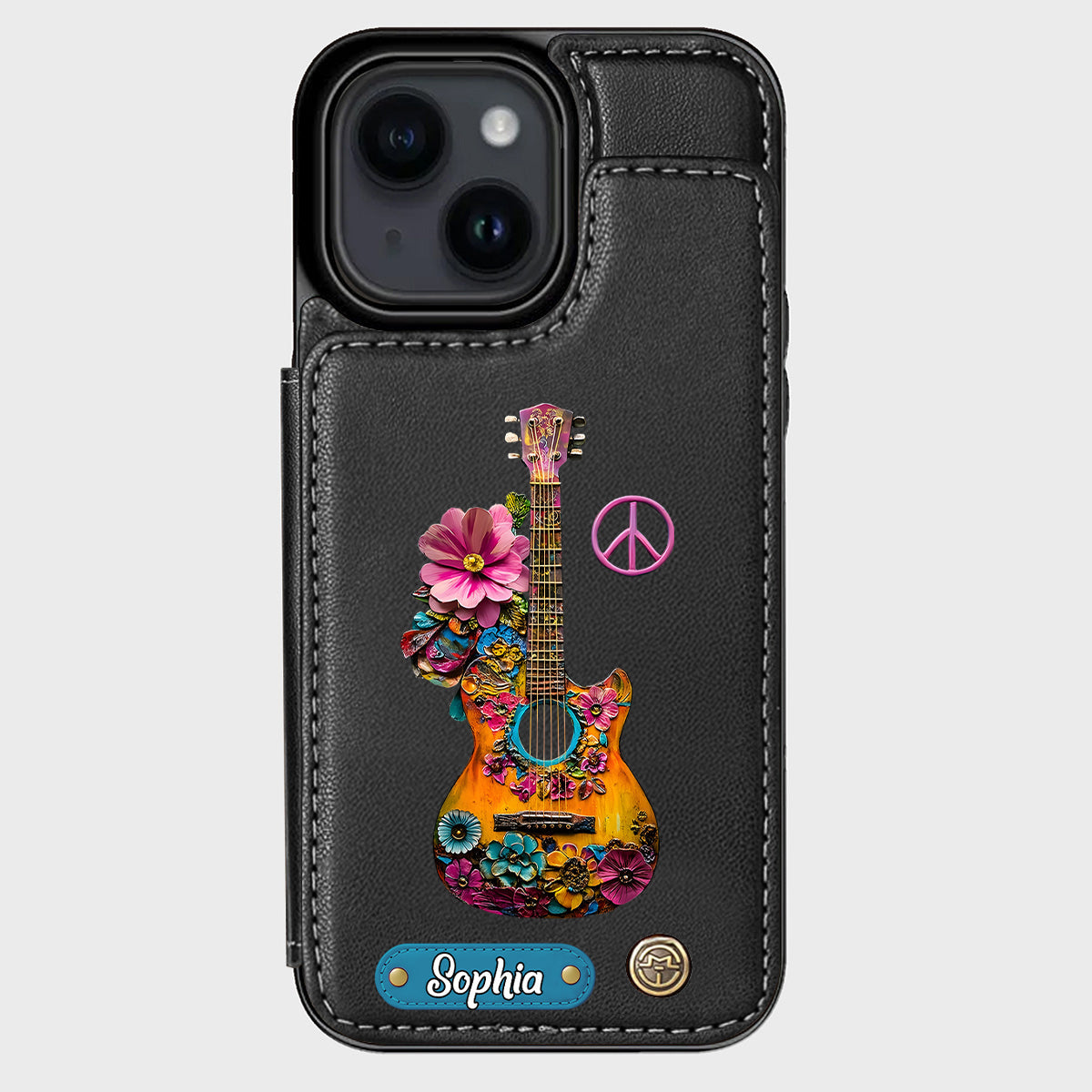 Hippie Soul - Étui portefeuille personnalisé pour téléphone style hippie