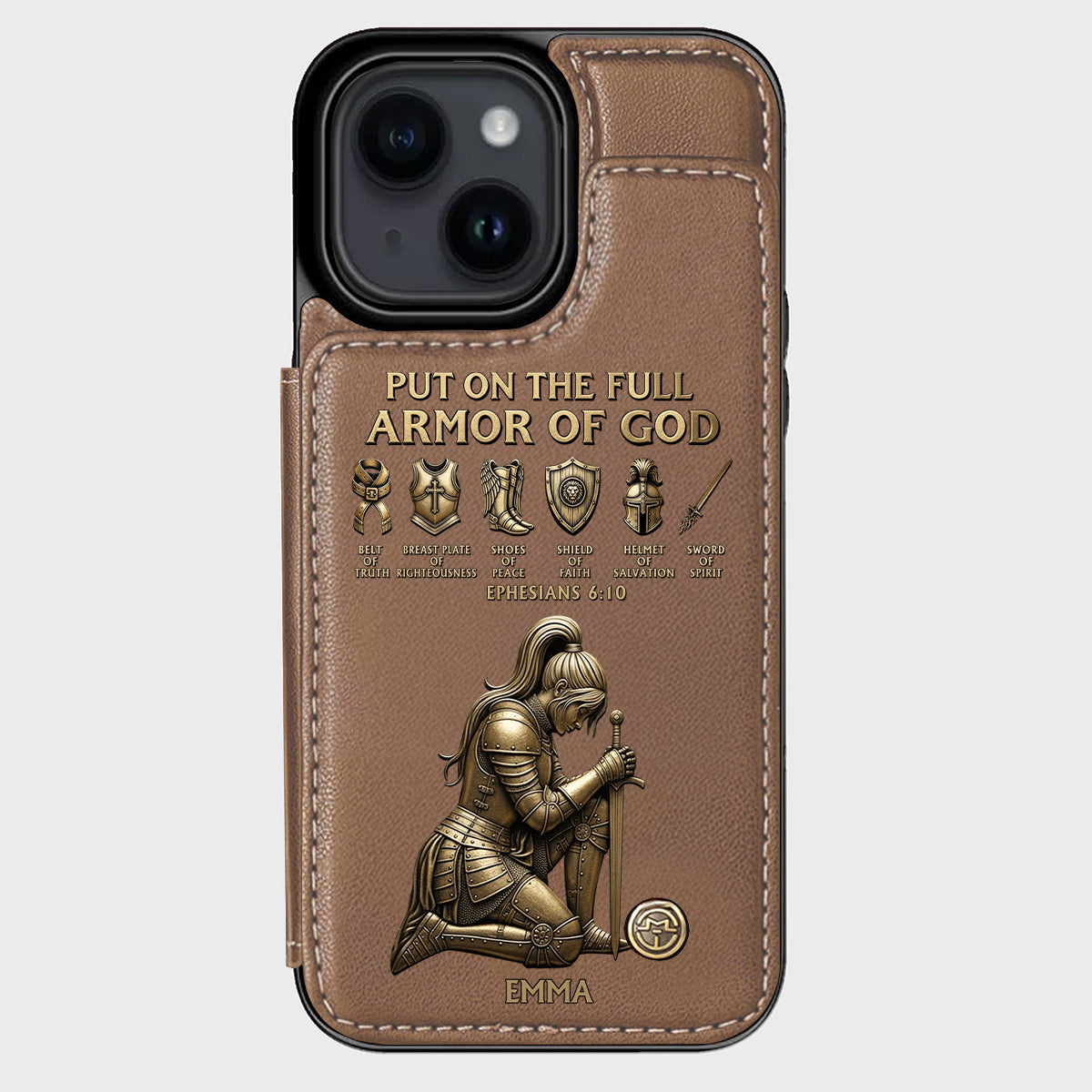 Revêtez l'armure complète de Dieu - Étui portefeuille chrétien personnalisé pour téléphone