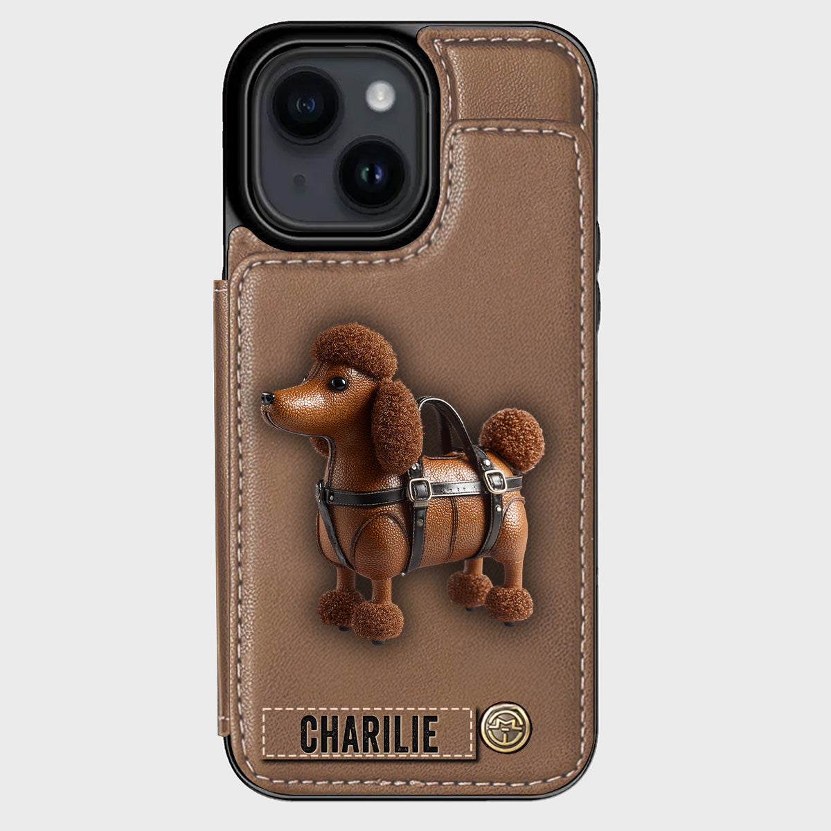 Étui portefeuille personnalisé pour téléphone avec un adorable caniche - Étui pour téléphone à motif chien
