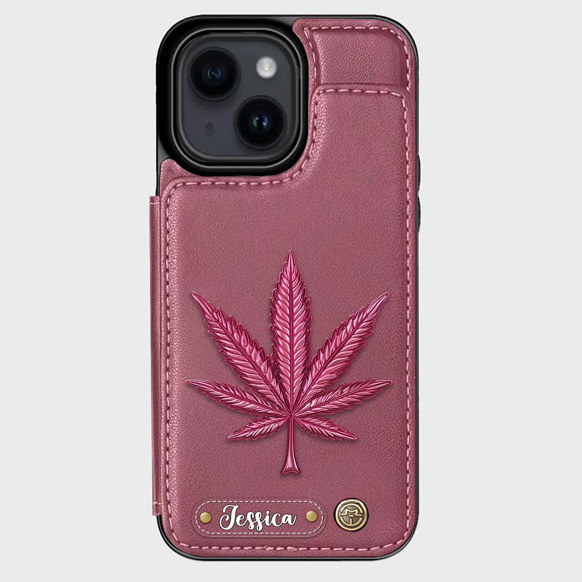 Bonne humeur - Étui portefeuille personnalisé pour téléphone avec motif cannabis